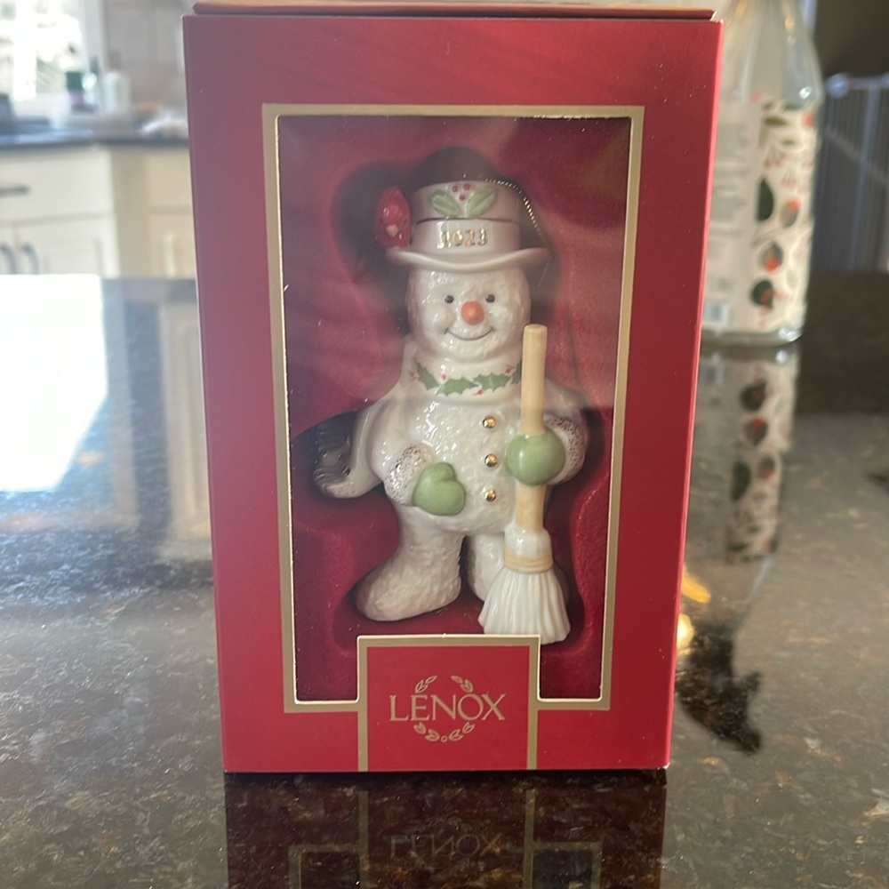 Lenox Snowman with Broom Ornament Brand New in Box